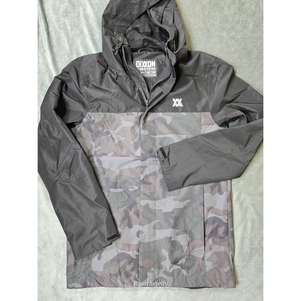 Dixxon Flannel Co Jacket‎ Mens Small Windbreaker Full Zip Hoodie Camo Logo